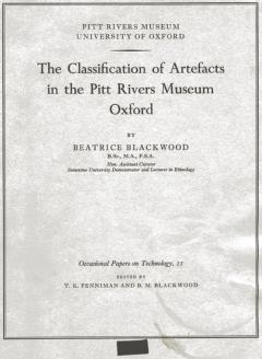 Occasional paper 'Classification of Artefacts' by Beatrice Blackwood